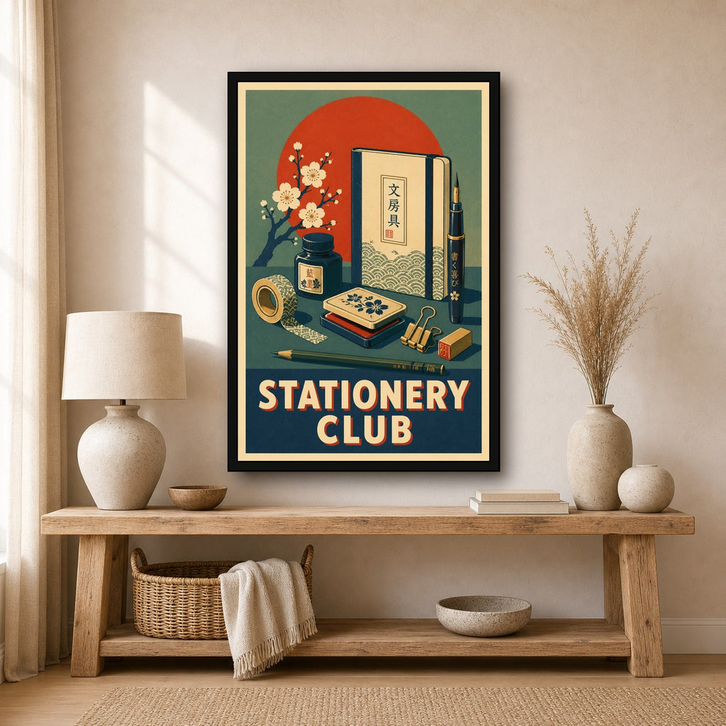 Stationery Club Japanese Retro Poster Print - 2x3 room mockup