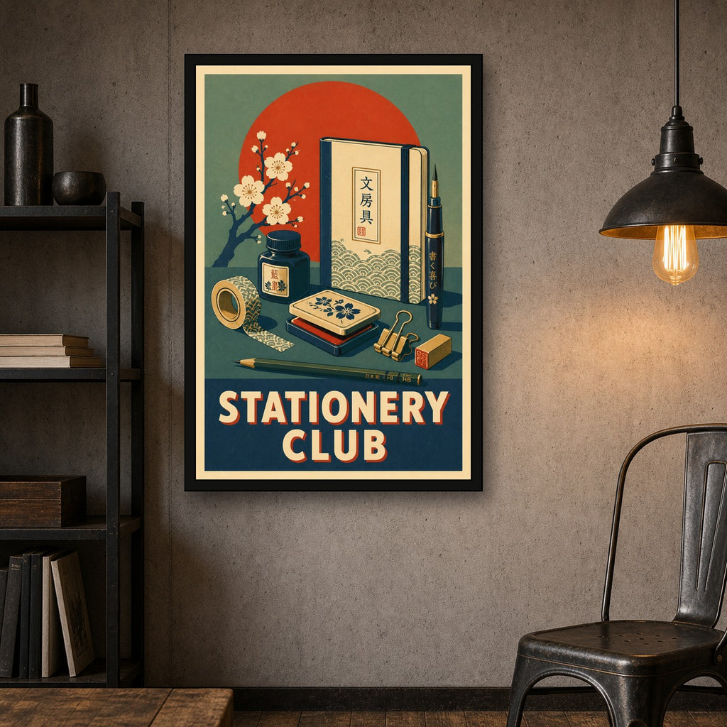 Stationery Club Japanese Retro Poster Print - 2x3 room mockup
