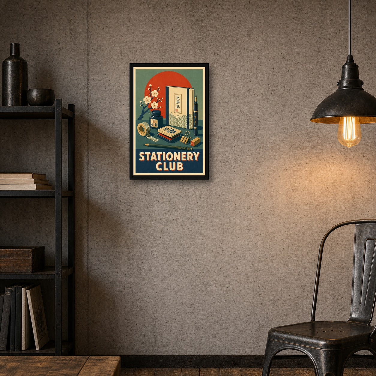 Stationery Club Japanese Retro Poster Print - 2x3 room mockup