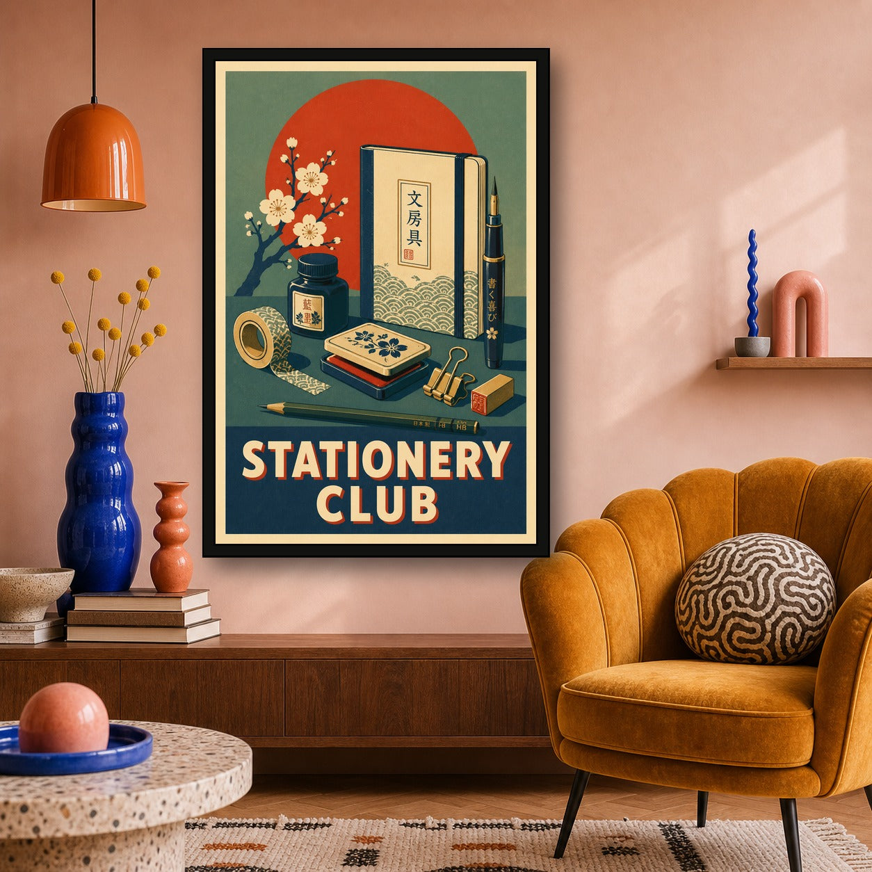 Stationery Club Japanese Retro Poster Print - 2x3 room mockup