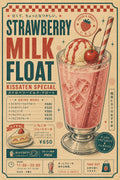 Strawberry Milk Float Japanese Retro Poster Print