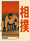 Sumo Wrestler Japanese Art Poster, Vintage Japan Travel Print, Ukiyo-e Inspired Dojo Wall Art - corrected 3x4 flat artwork