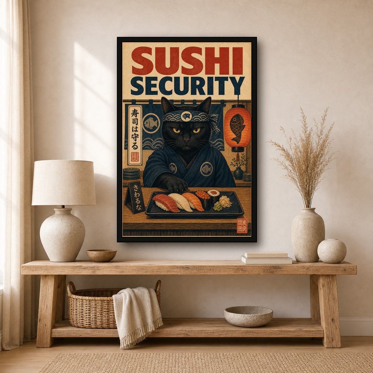Sushisecurity Japanese Retro Poster Print - 2x3 room mockup