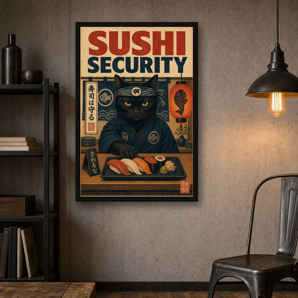 Sushisecurity Japanese Retro Poster Print - 2x3 room mockup