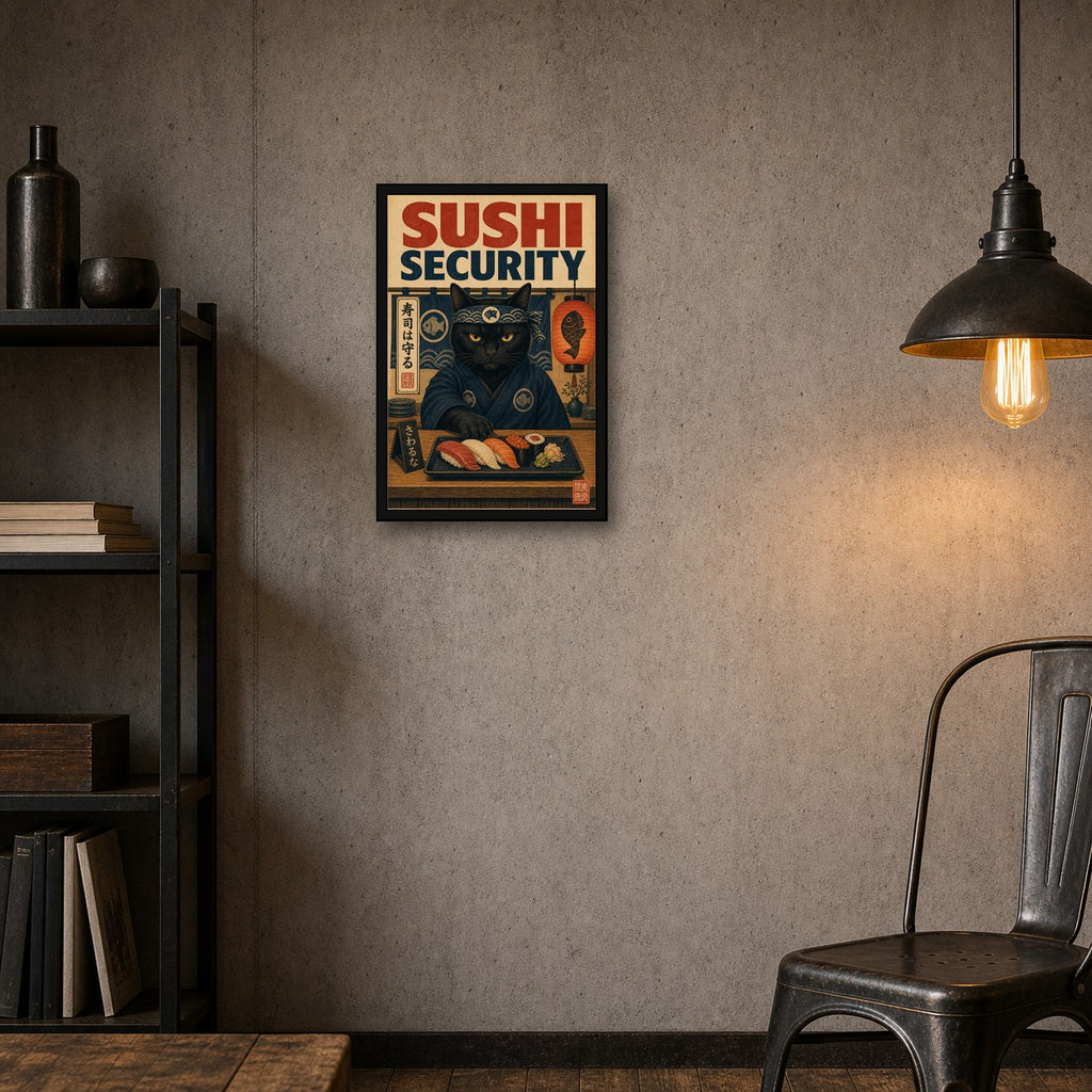 Sushisecurity Japanese Retro Poster Print - 2x3 room mockup