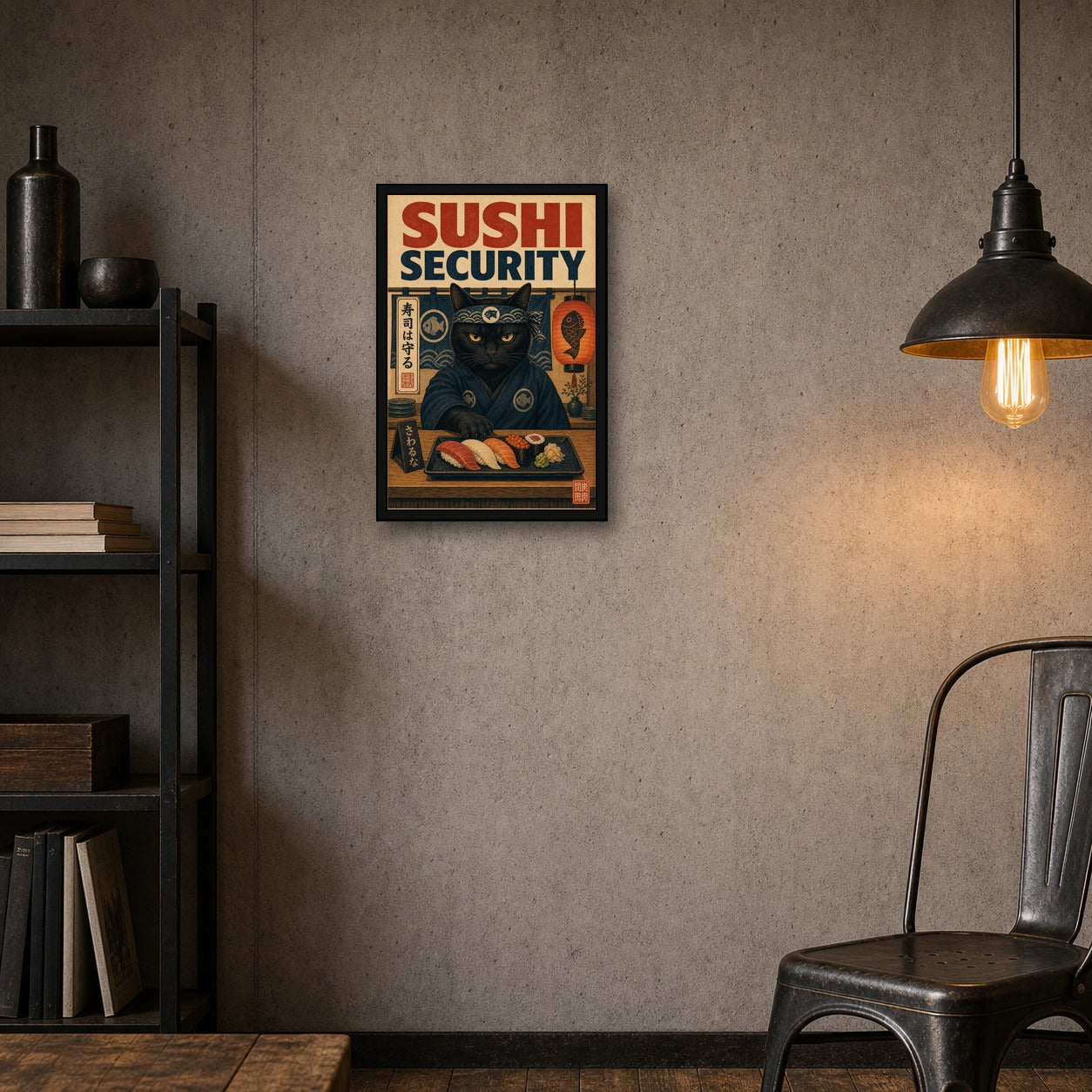 Sushisecurity Japanese Retro Poster Print - 2x3 room mockup