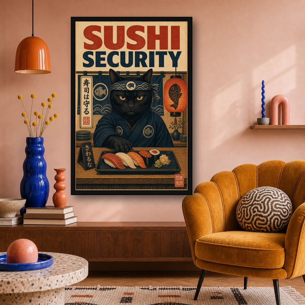 Sushisecurity Japanese Retro Poster Print - 2x3 room mockup