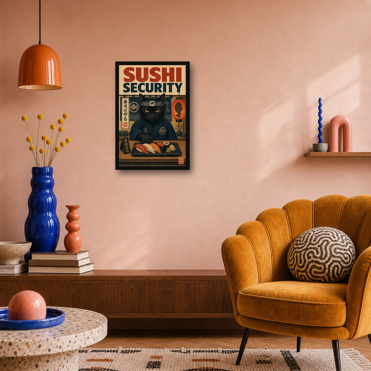 Sushisecurity Japanese Retro Poster Print - 2x3 room mockup