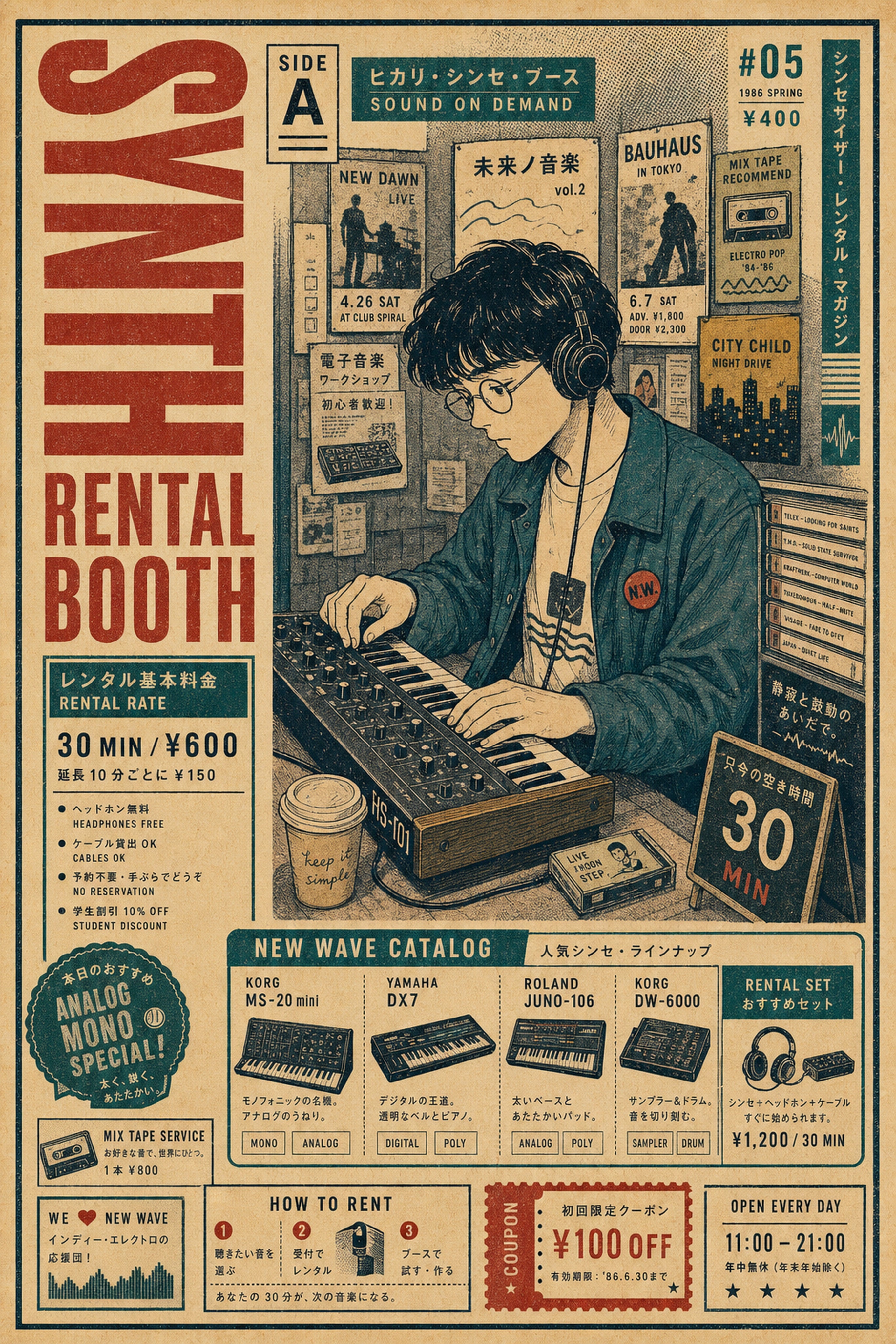 Synth Rental Booth Japanese Retro Poster Print