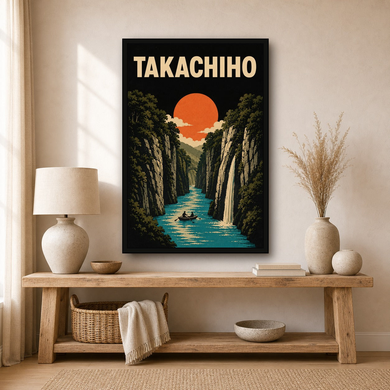 Takachiho Gorge Japanese Retro Poster Print - 2x3 room mockup