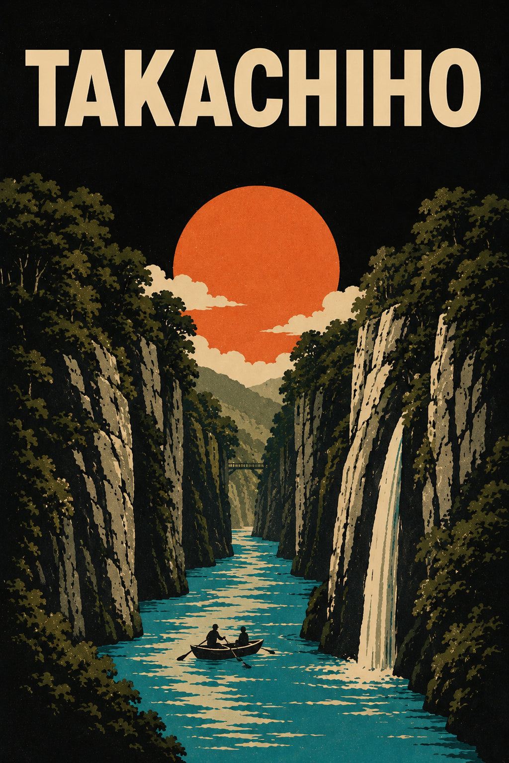 Takachiho Gorge Japanese Retro Poster Print