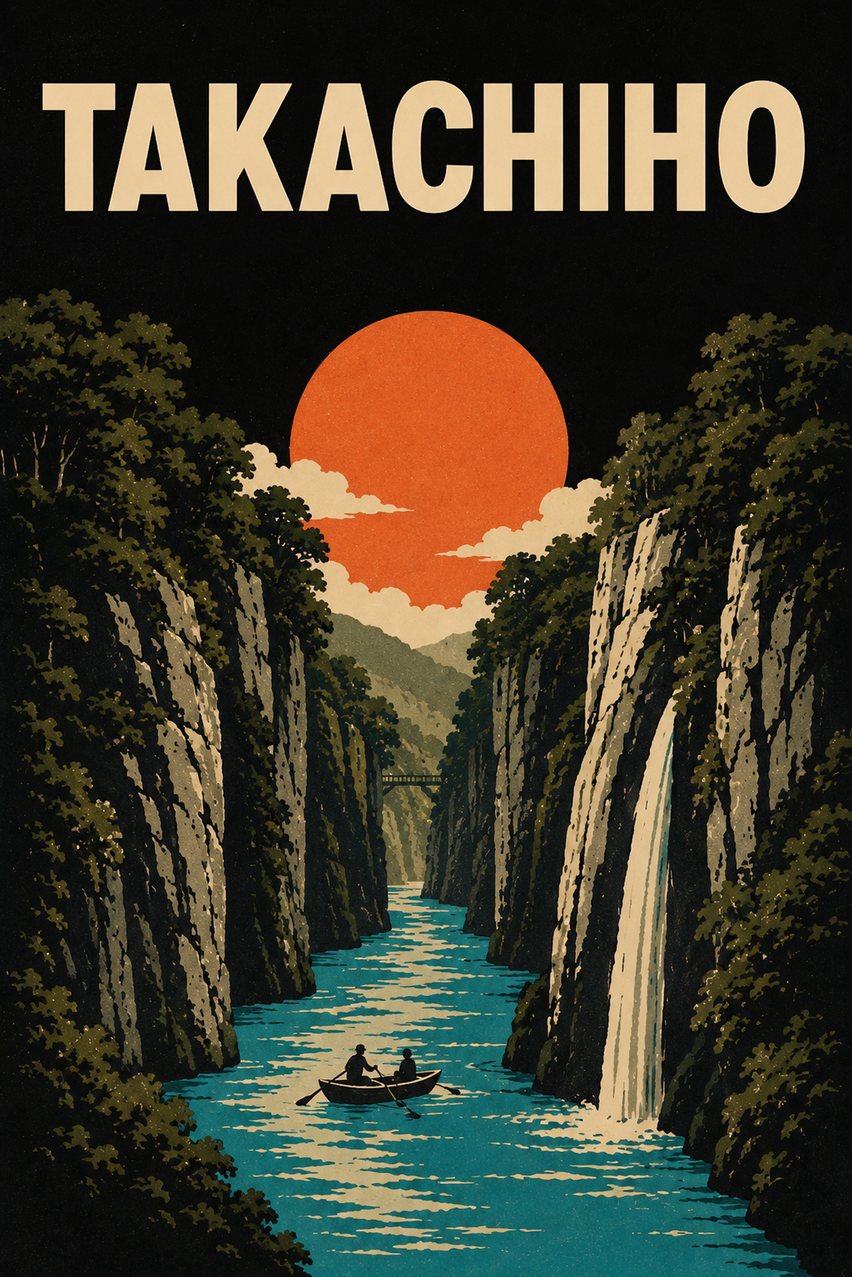 Takachiho Gorge Japanese Retro Poster Print