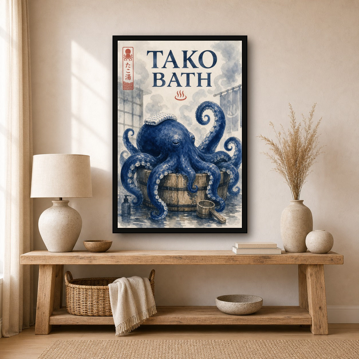 Takobath Japanese Retro Poster Print - 2x3 room mockup