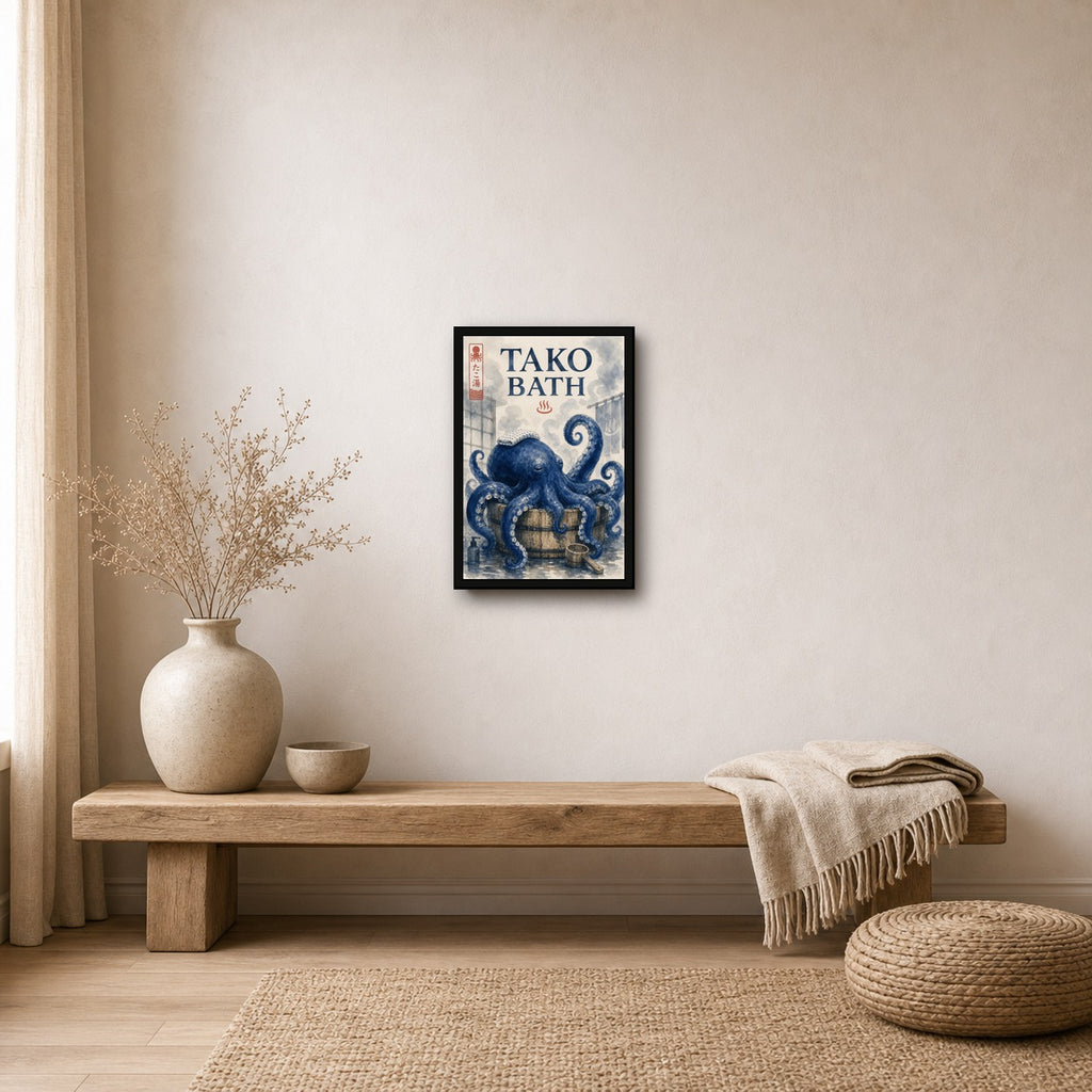 Takobath Japanese Retro Poster Print - 2x3 room mockup