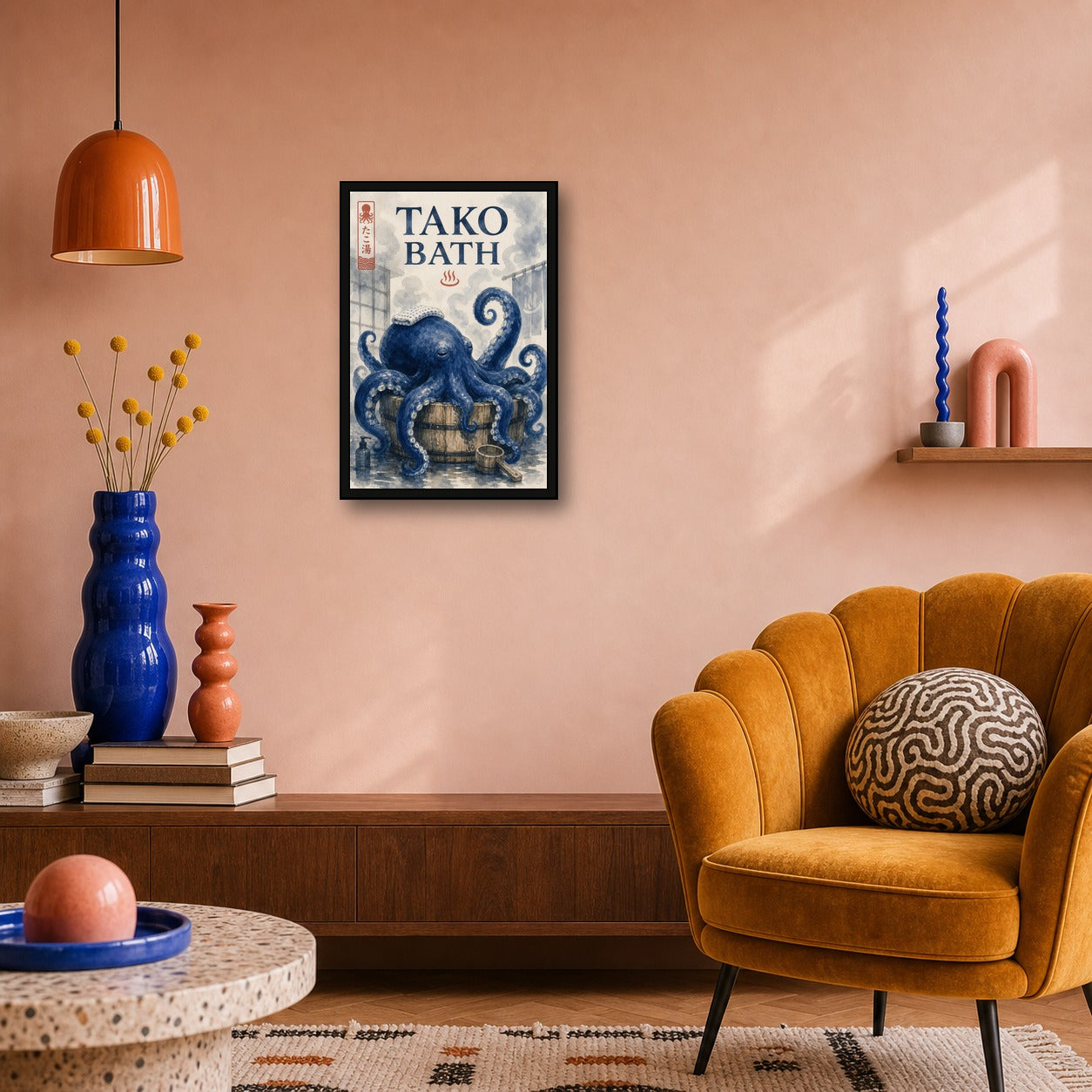 Takobath Japanese Retro Poster Print - 2x3 room mockup