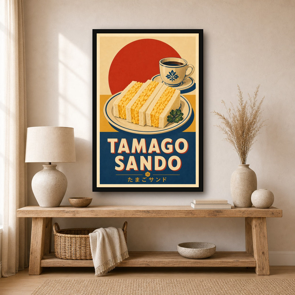 Tamago Sando Japanese Retro Poster Print - 2x3 room mockup