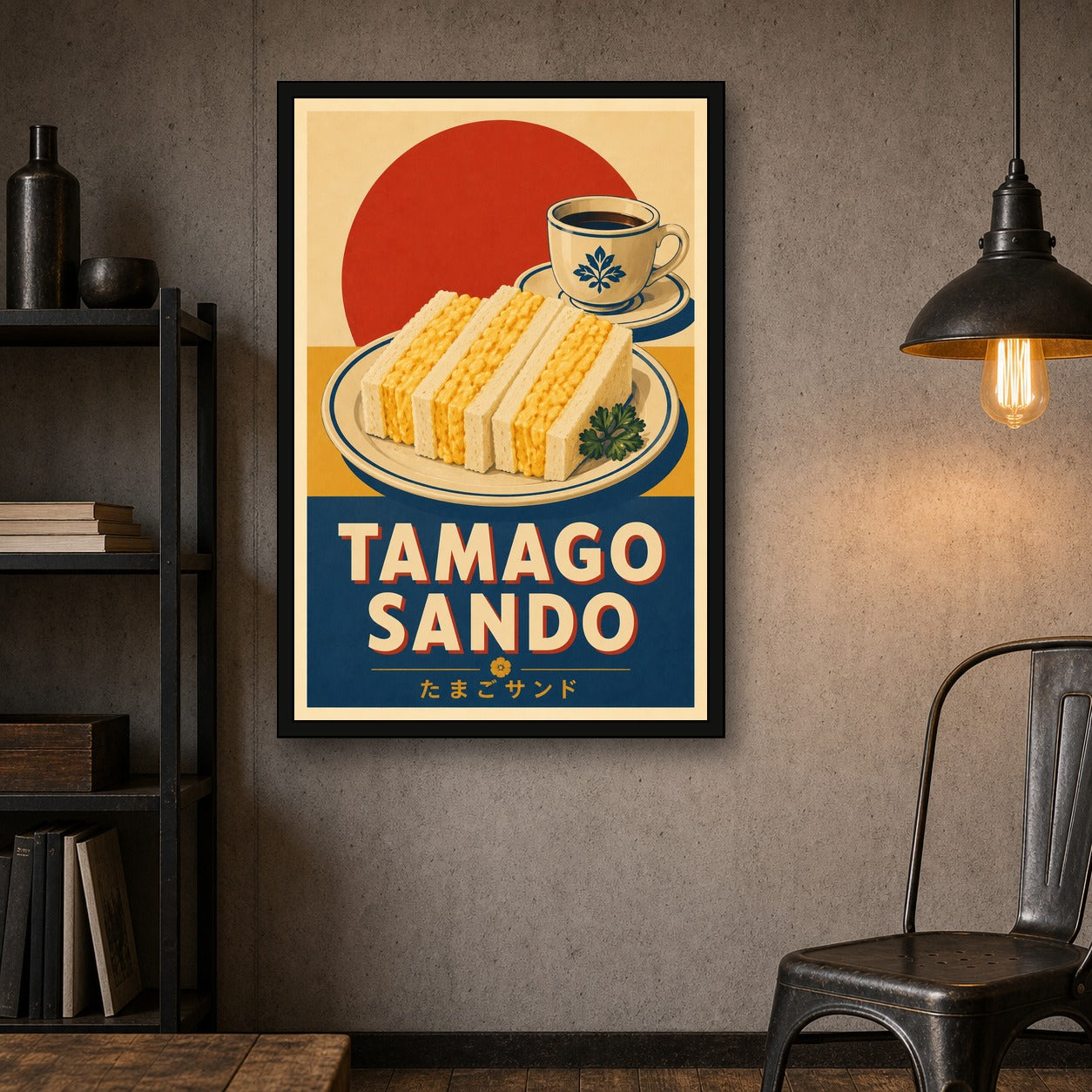 Tamago Sando Japanese Retro Poster Print - 2x3 room mockup