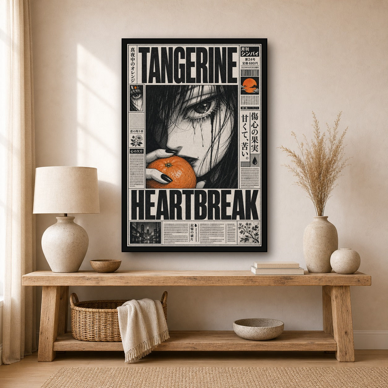 Tangerineheartbreak Japanese Retro Poster Print - 2x3 room mockup