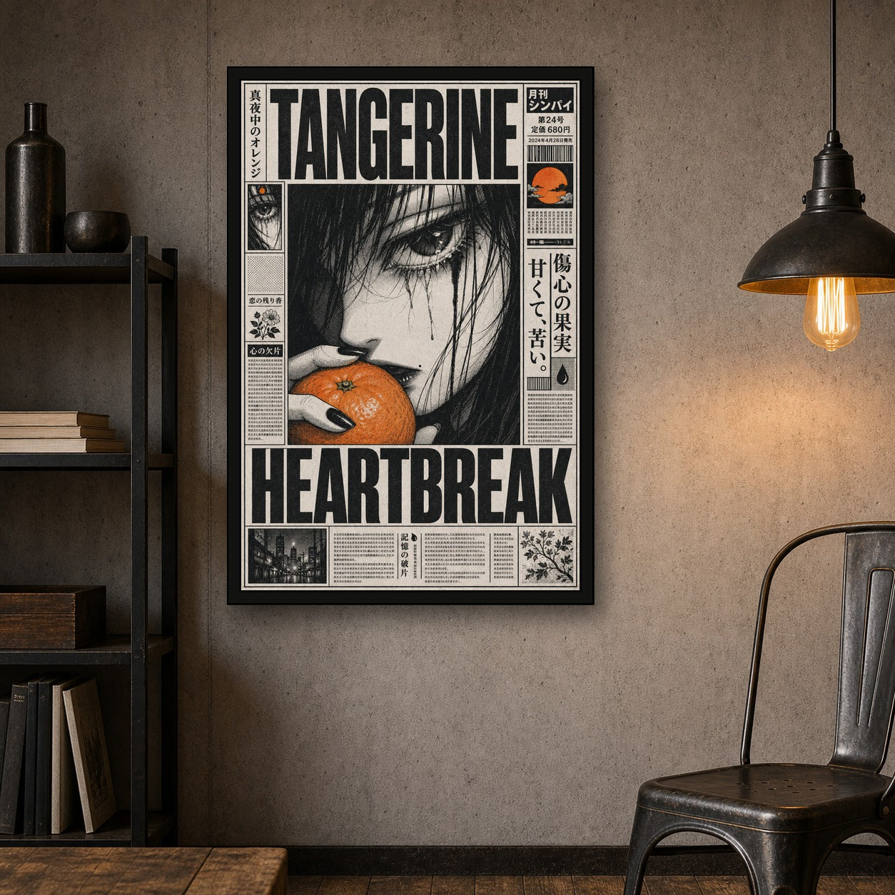 Tangerineheartbreak Japanese Retro Poster Print - 2x3 room mockup