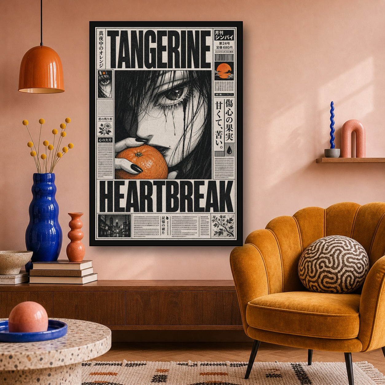 Tangerineheartbreak Japanese Retro Poster Print - 2x3 room mockup