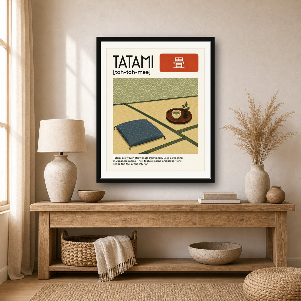 Tatami Poster, Traditional Japanese Mat Wall Art for Zen Home Decor, Available in Six Sizes - corrected 4x5 room mockup