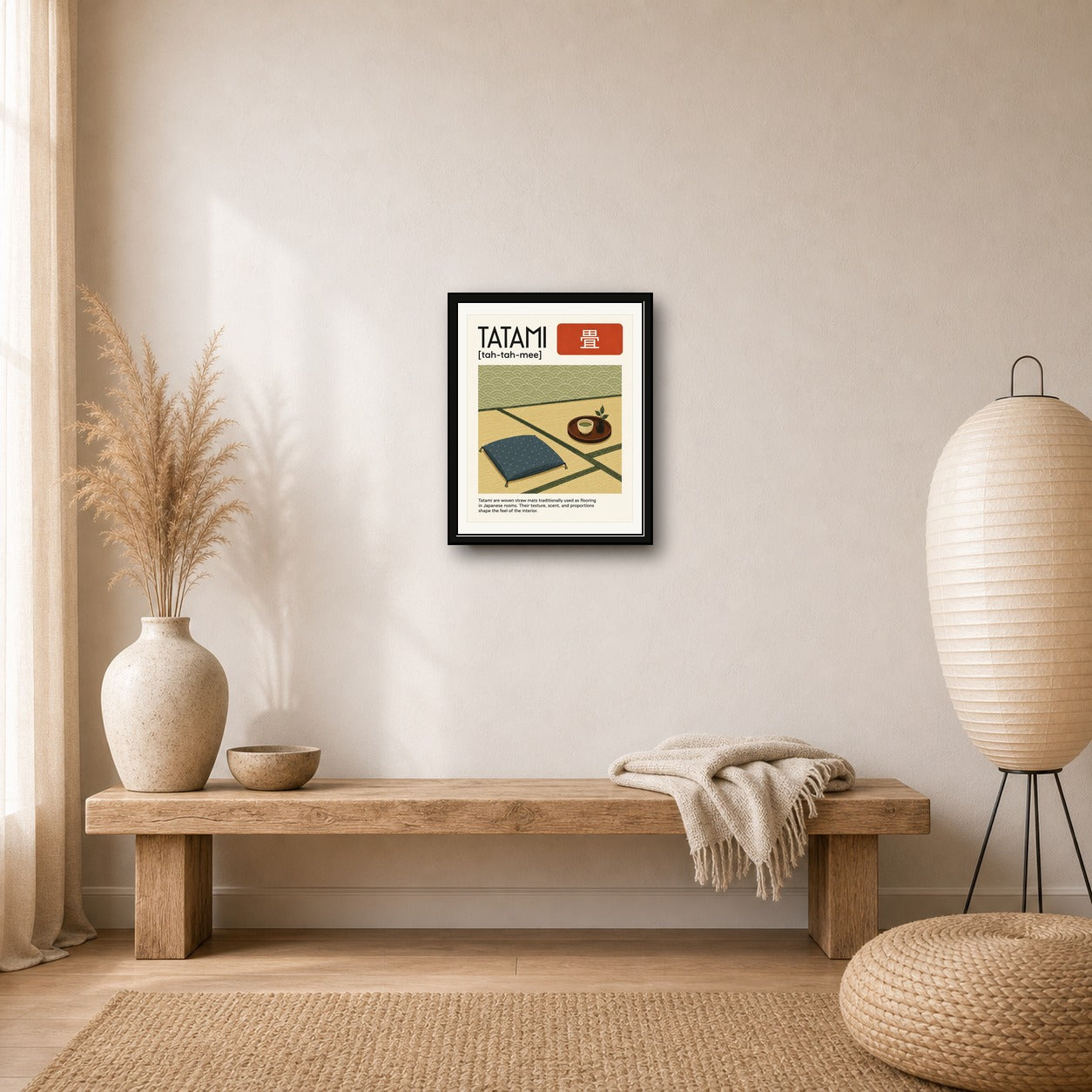Tatami Poster, Traditional Japanese Mat Wall Art for Zen Home Decor, Available in Six Sizes - corrected 4x5 room mockup