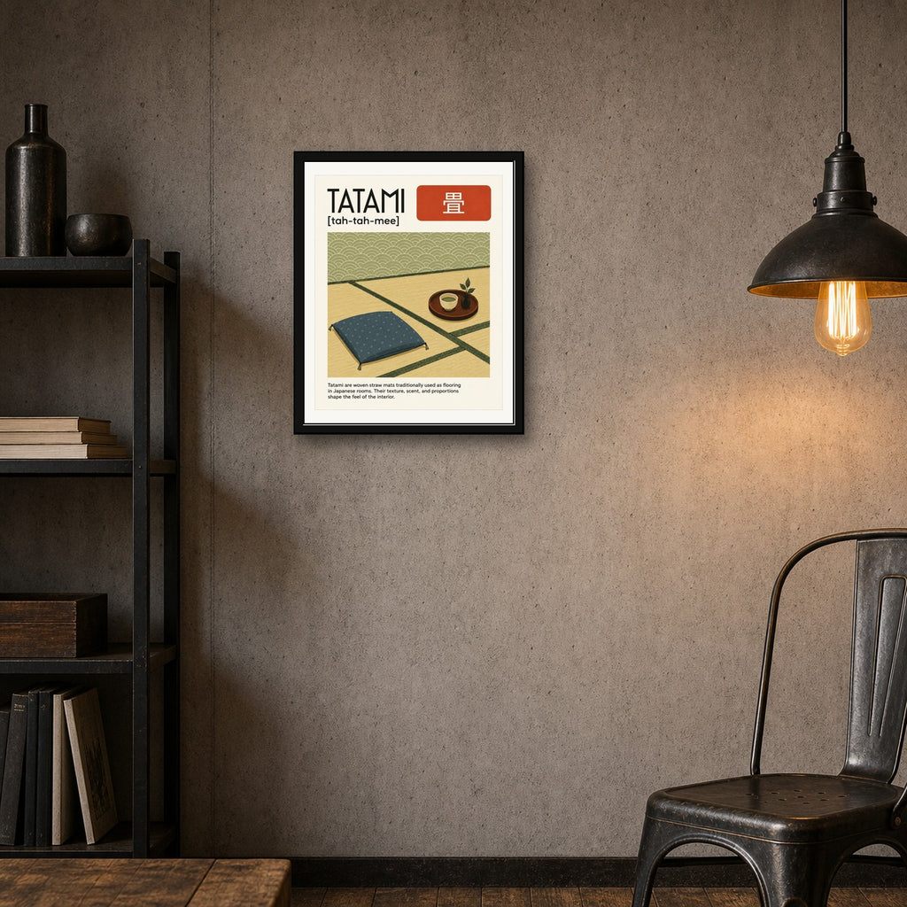 Tatami Poster, Traditional Japanese Mat Wall Art for Zen Home Decor, Available in Six Sizes - corrected 4x5 room mockup