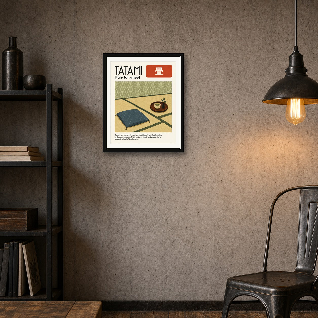 Tatami Poster, Traditional Japanese Mat Wall Art for Zen Home Decor, Available in Six Sizes - corrected 4x5 room mockup