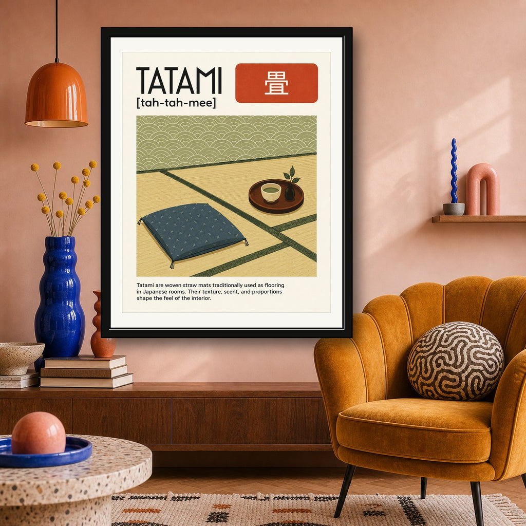 Tatami Poster, Traditional Japanese Mat Wall Art for Zen Home Decor, Available in Six Sizes - corrected 4x5 room mockup