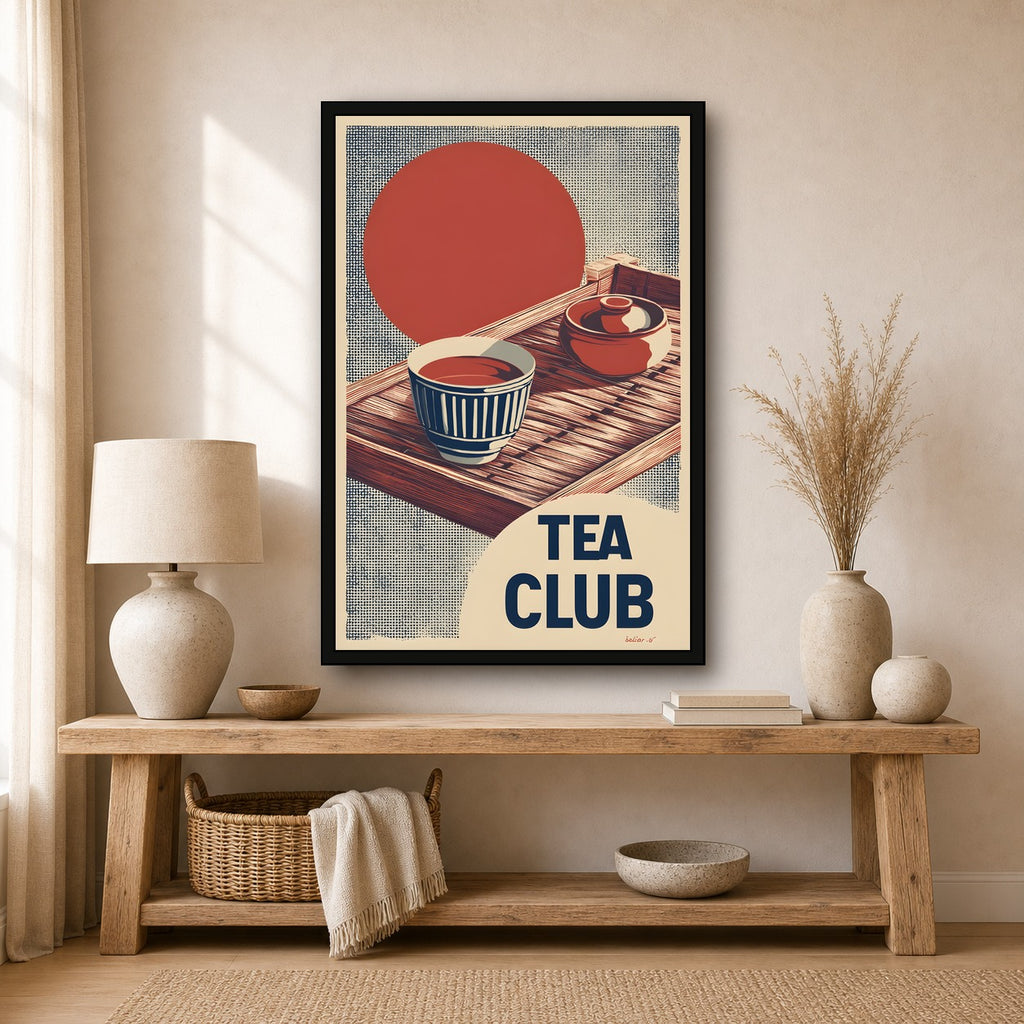 Tea Club Poster, Japanese Tea Wall Art, Kitchen Cafe Print - 2x3 room mockup