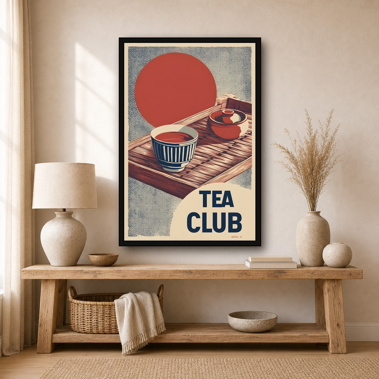 Tea Club Poster, Japanese Tea Wall Art, Kitchen Cafe Print - 2x3 room mockup