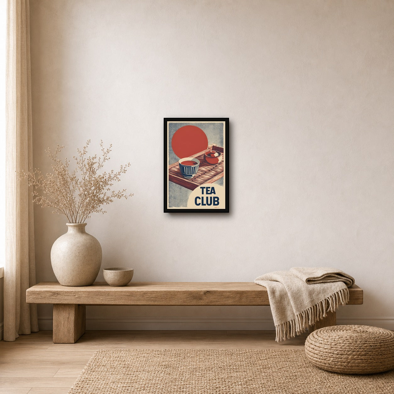 Tea Club Poster, Japanese Tea Wall Art, Kitchen Cafe Print - 2x3 room mockup