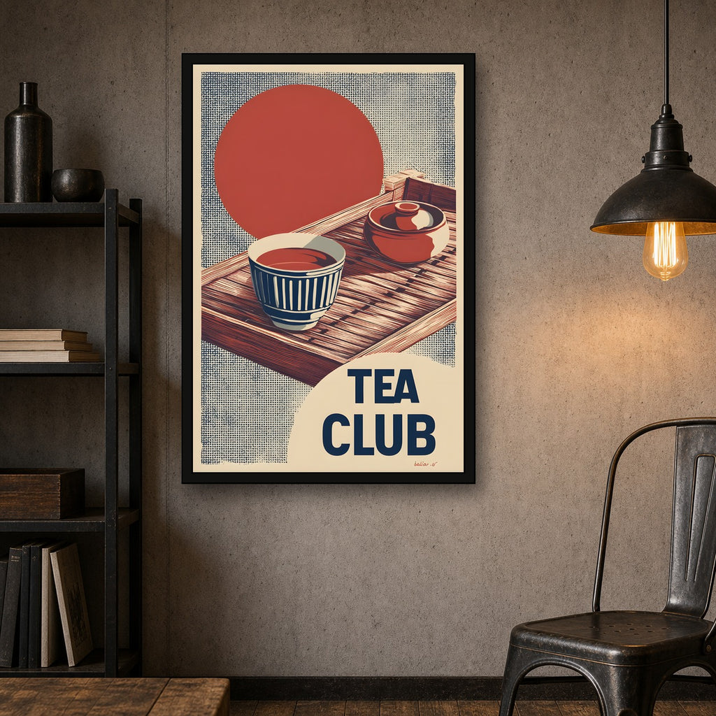 Tea Club Poster, Japanese Tea Wall Art, Kitchen Cafe Print - 2x3 room mockup
