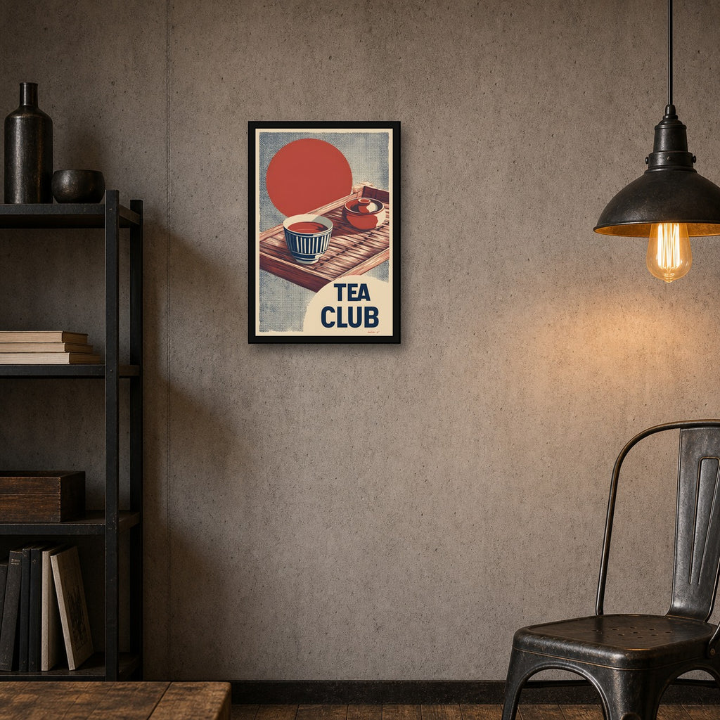 Tea Club Poster, Japanese Tea Wall Art, Kitchen Cafe Print - 2x3 room mockup