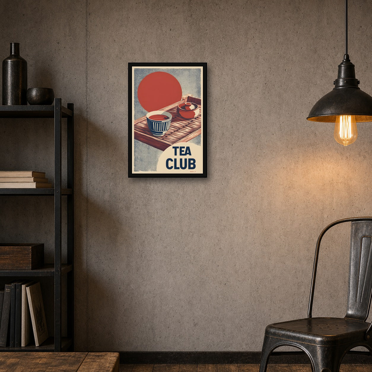 Tea Club Poster, Japanese Tea Wall Art, Kitchen Cafe Print - 2x3 room mockup