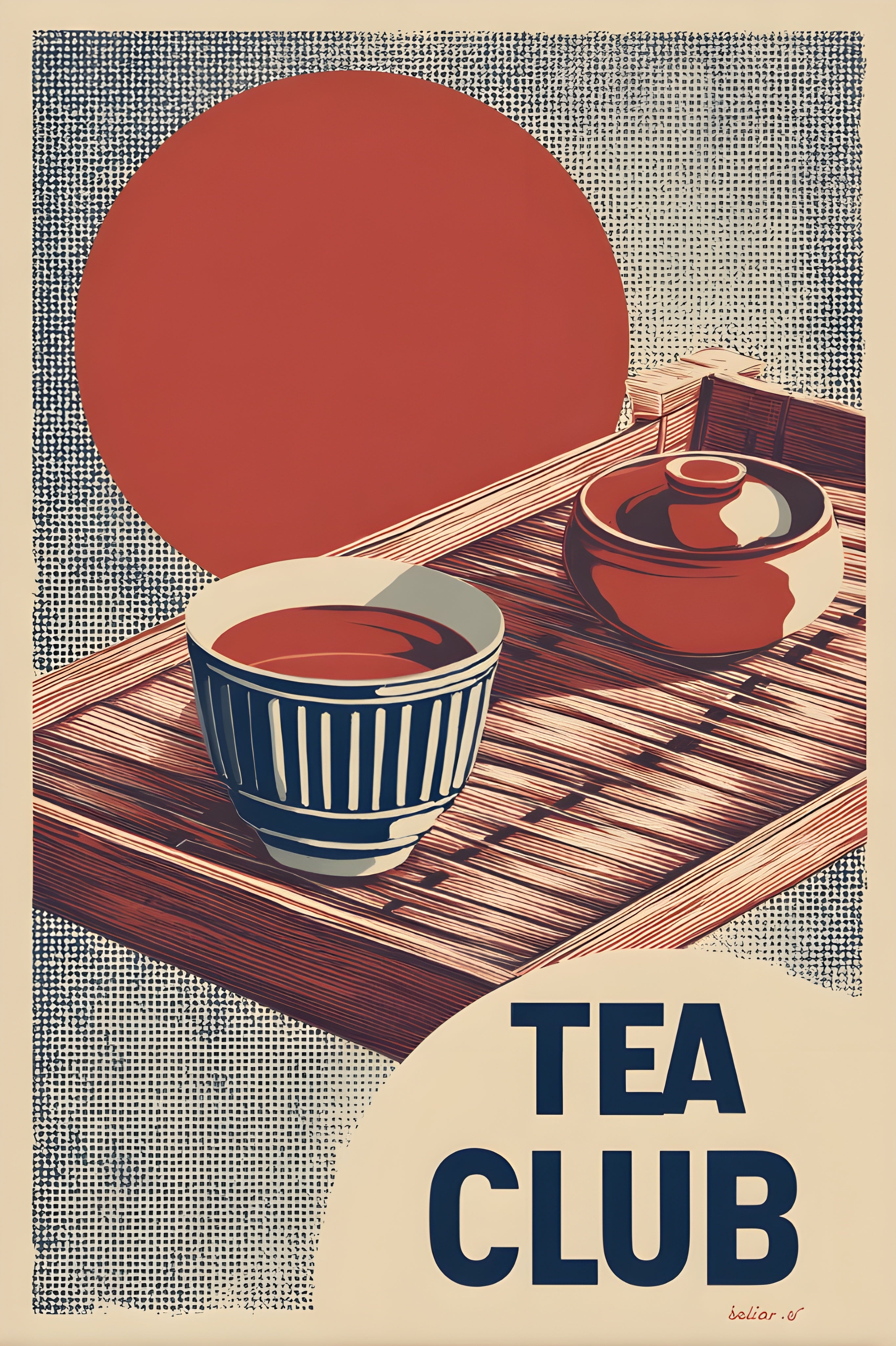 Tea Club Poster, Japanese Tea Wall Art, Kitchen Cafe Print