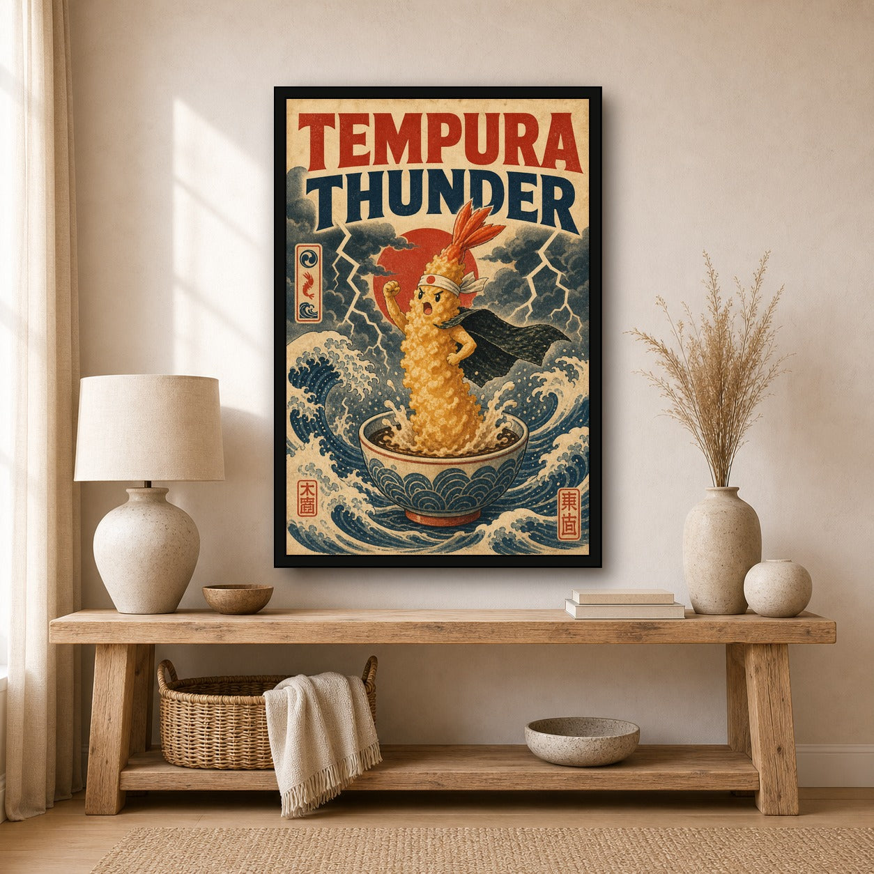 Tempurathunder Japanese Retro Poster Print - 2x3 room mockup