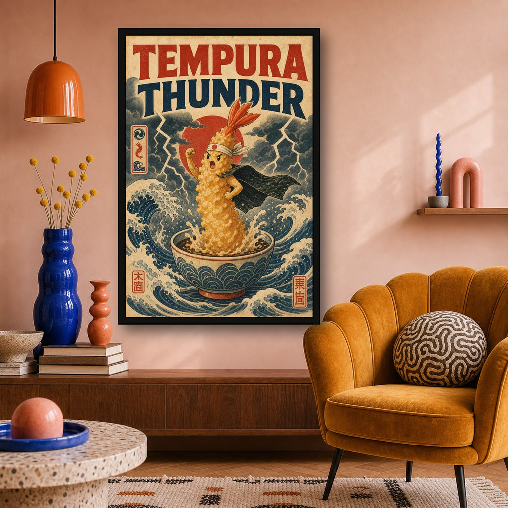 Tempurathunder Japanese Retro Poster Print - 2x3 room mockup