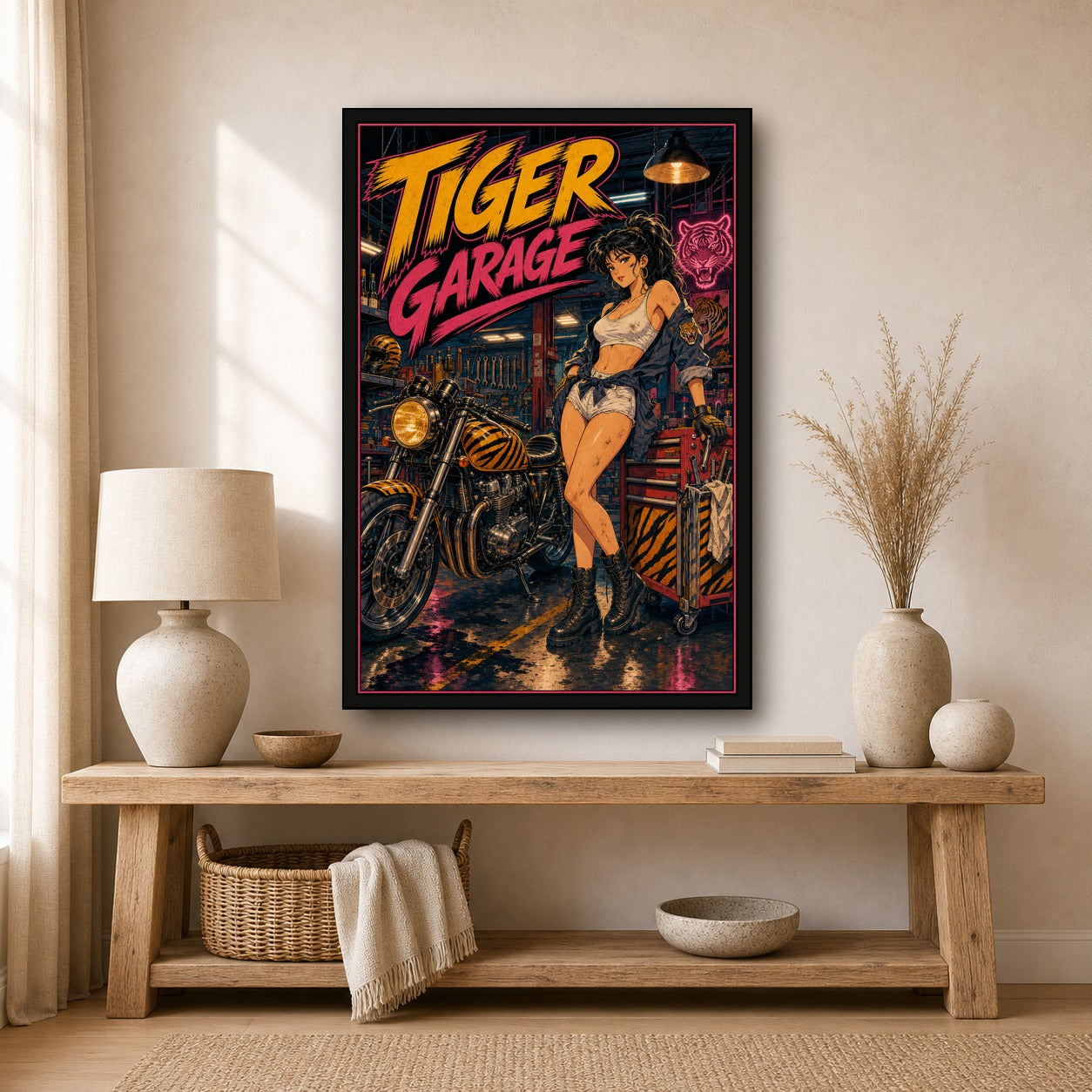 Tigergarage Japanese Retro Poster Print - 2x3 room mockup