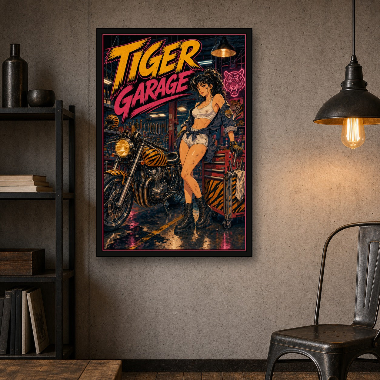 Tigergarage Japanese Retro Poster Print - 2x3 room mockup