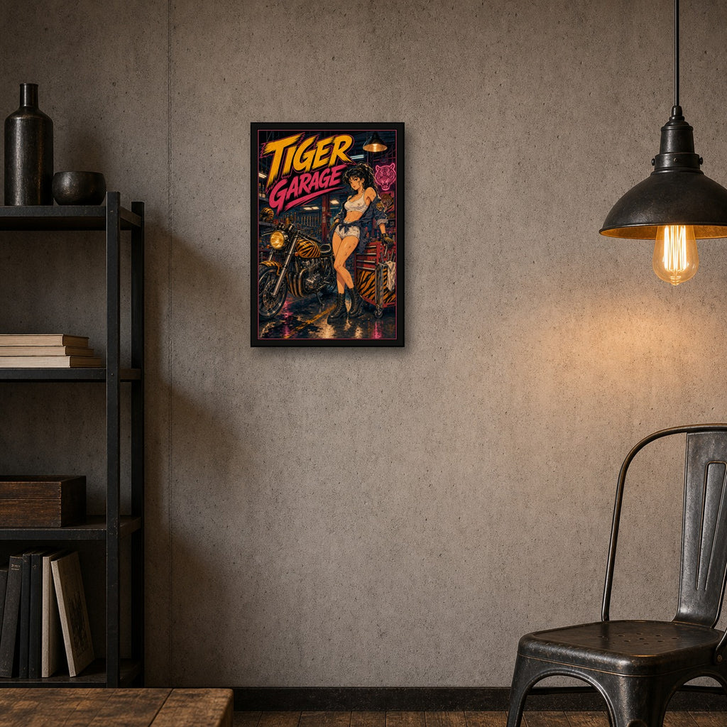 Tigergarage Japanese Retro Poster Print - 2x3 room mockup