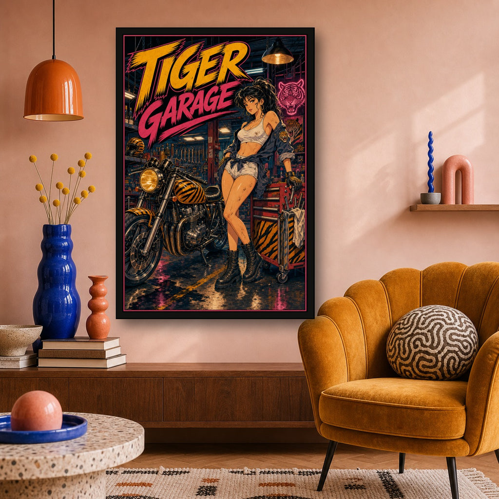 Tigergarage Japanese Retro Poster Print - 2x3 room mockup