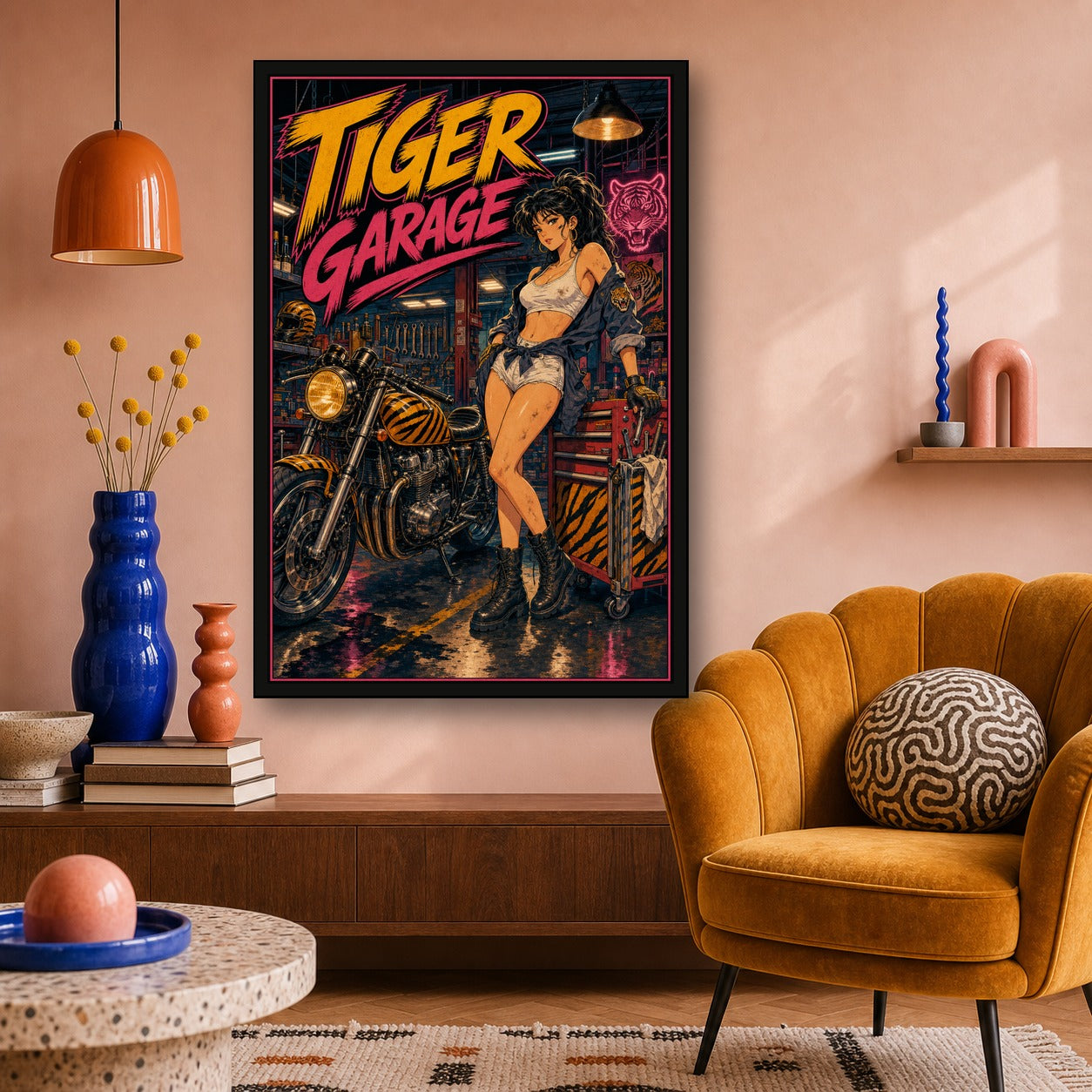 Tigergarage Japanese Retro Poster Print - 2x3 room mockup