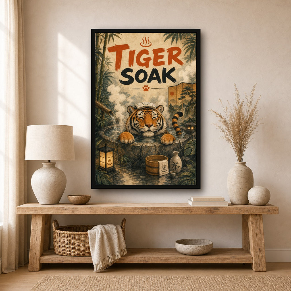 Tigersoak Japanese Retro Poster Print - 2x3 room mockup