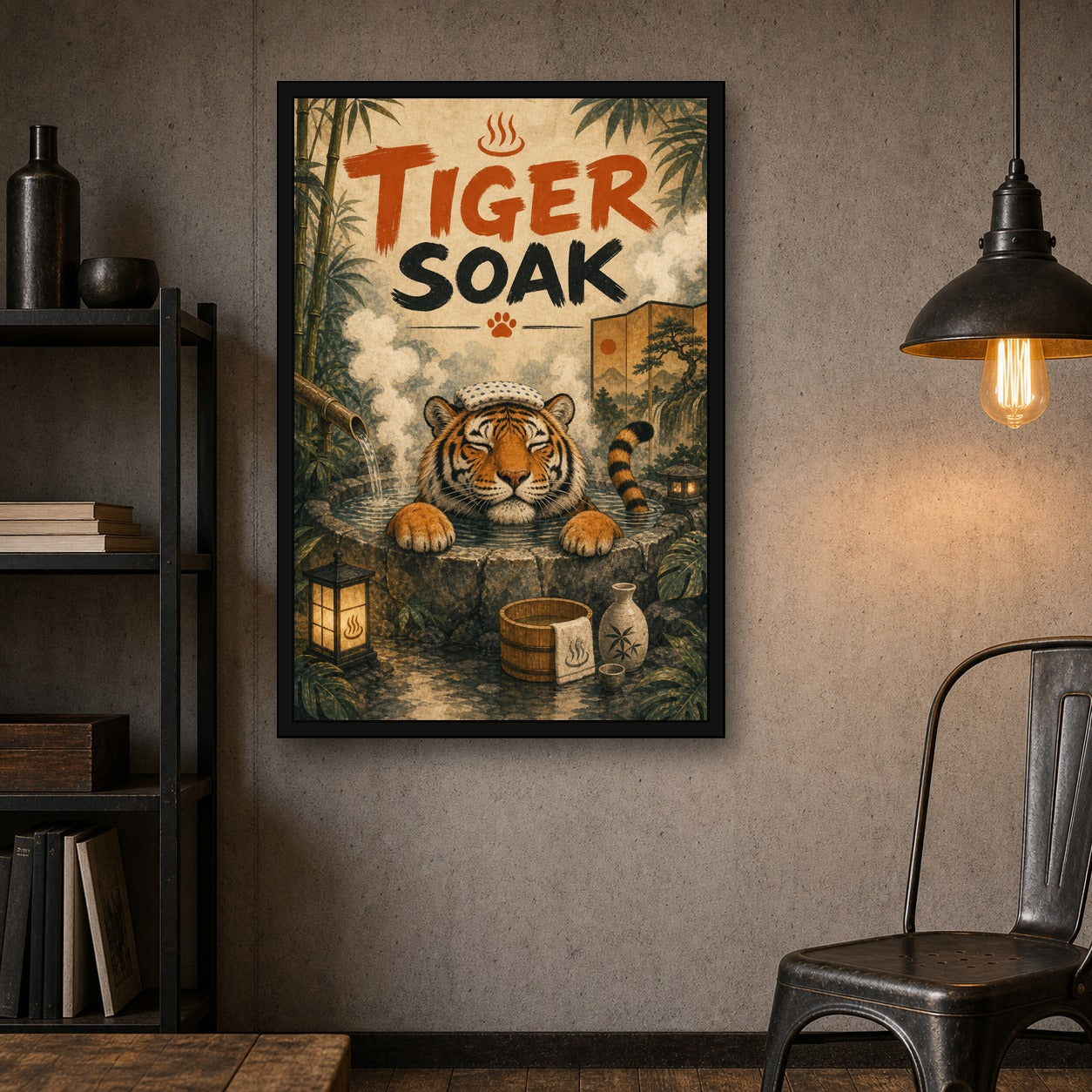Tigersoak Japanese Retro Poster Print - 2x3 room mockup