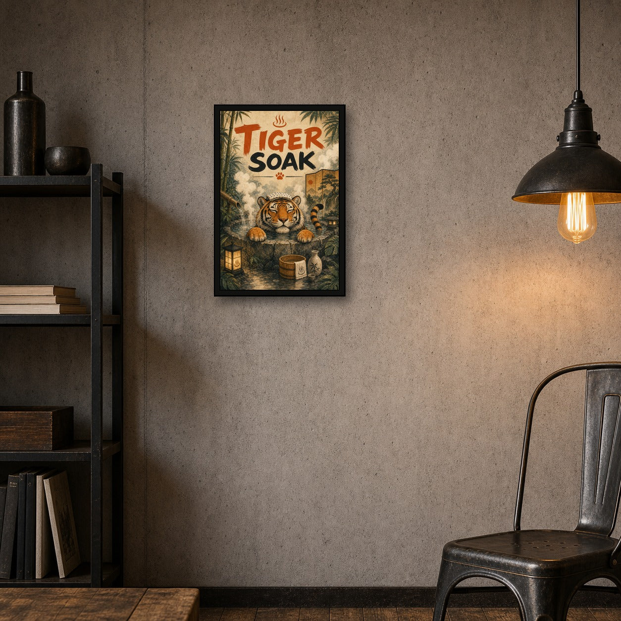 Tigersoak Japanese Retro Poster Print - 2x3 room mockup