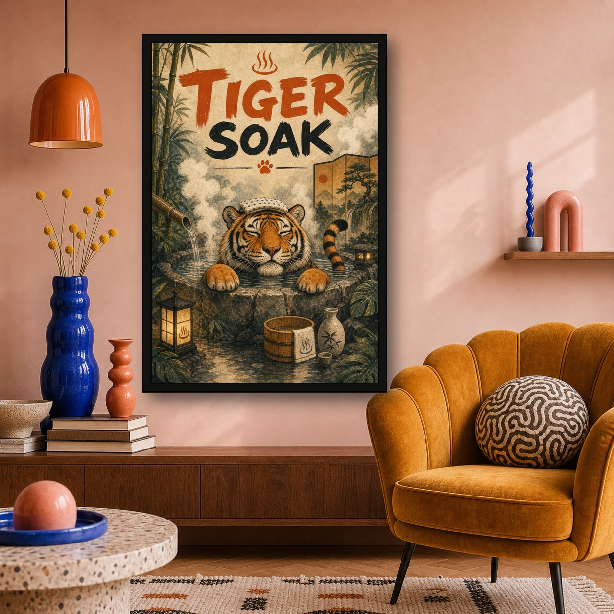 Tigersoak Japanese Retro Poster Print - 2x3 room mockup