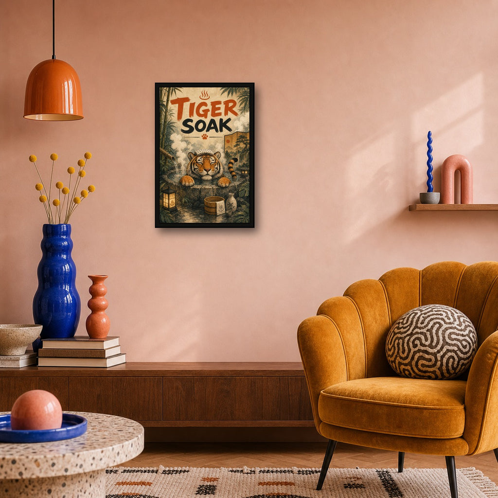 Tigersoak Japanese Retro Poster Print - 2x3 room mockup