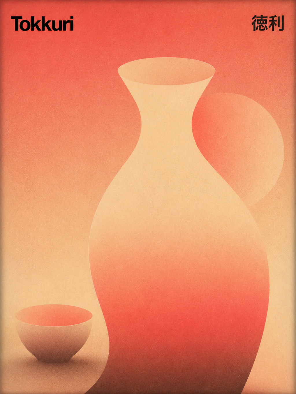 Tokkuri & Sakazuki Art Print, Abstract Japanese Decor, Minimalist Living Room Wall Art, in Your Choice of Six Sizes - corrected 3x4 flat artwork