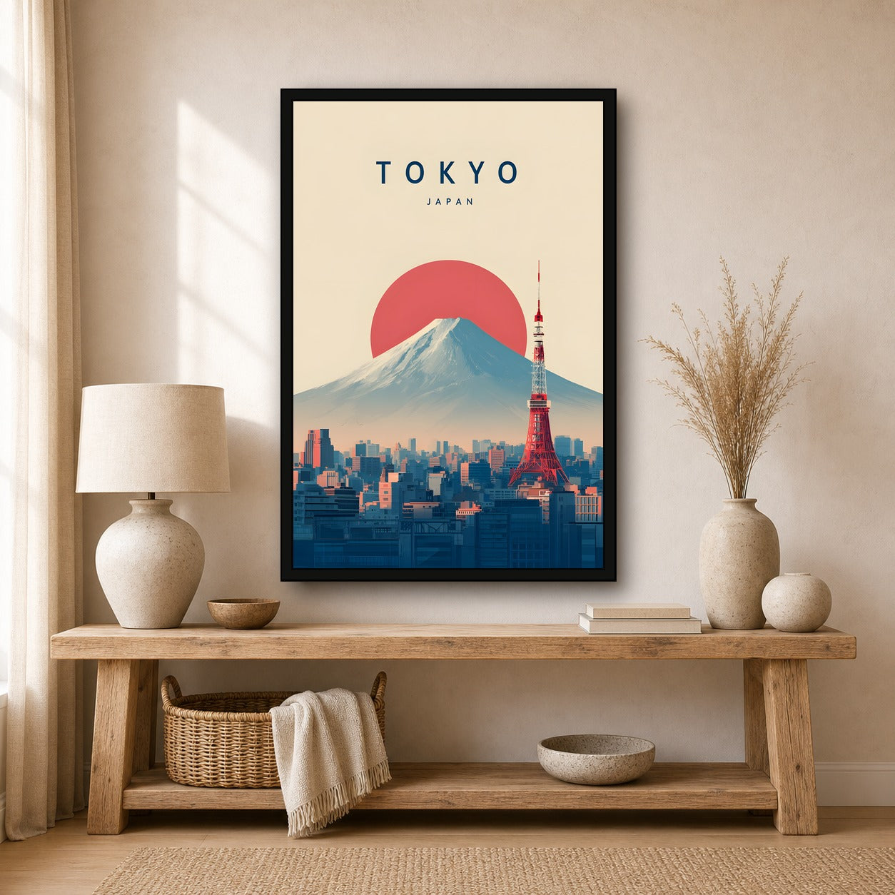 Tokyo Japan Poster, Japanese City Travel Print, Modern Wall Art - 2x3 room mockup